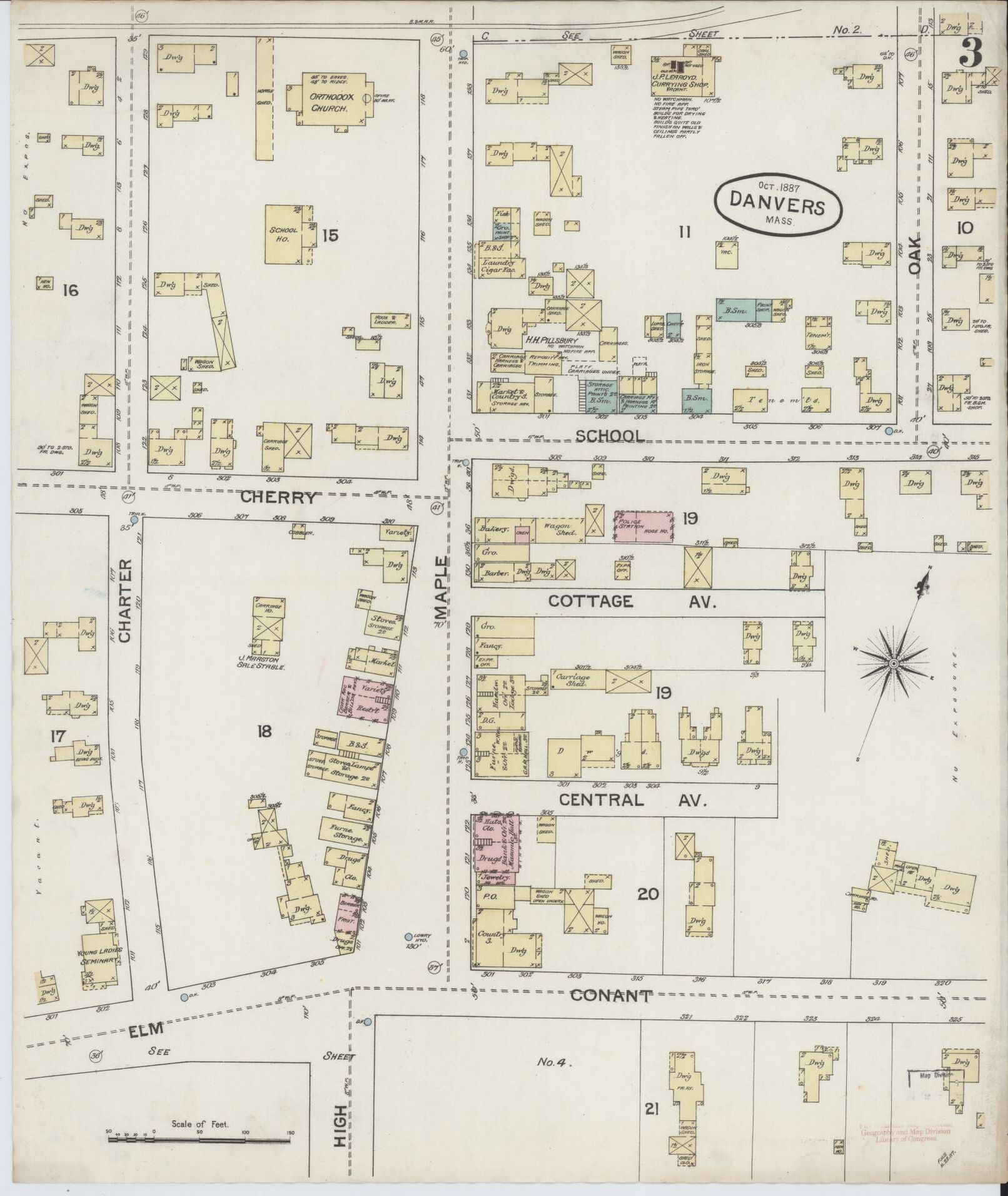 1887 Map, Danvers Square
