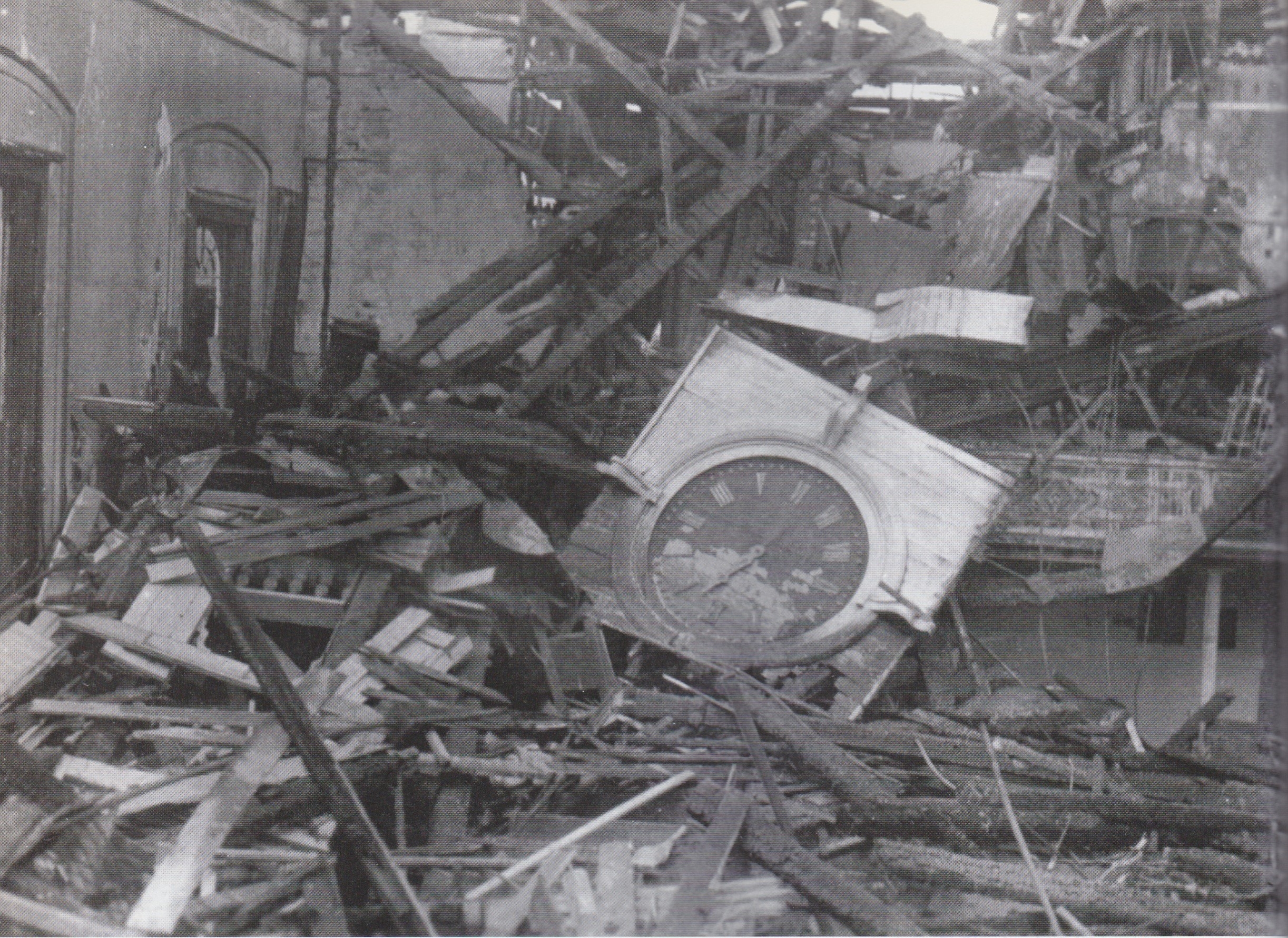 Maple St Church Clock and Rubble (1)